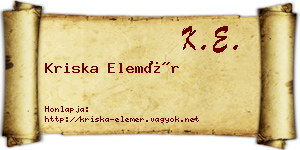 Kriska Elemér névjegykártya